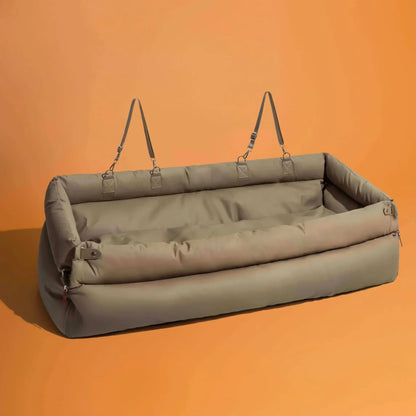 Luxury Dog Beds Faux Leather Dog Car Seat Booster Double Seats Pet Car Seat Bed with Safety Buckle Pet Beds