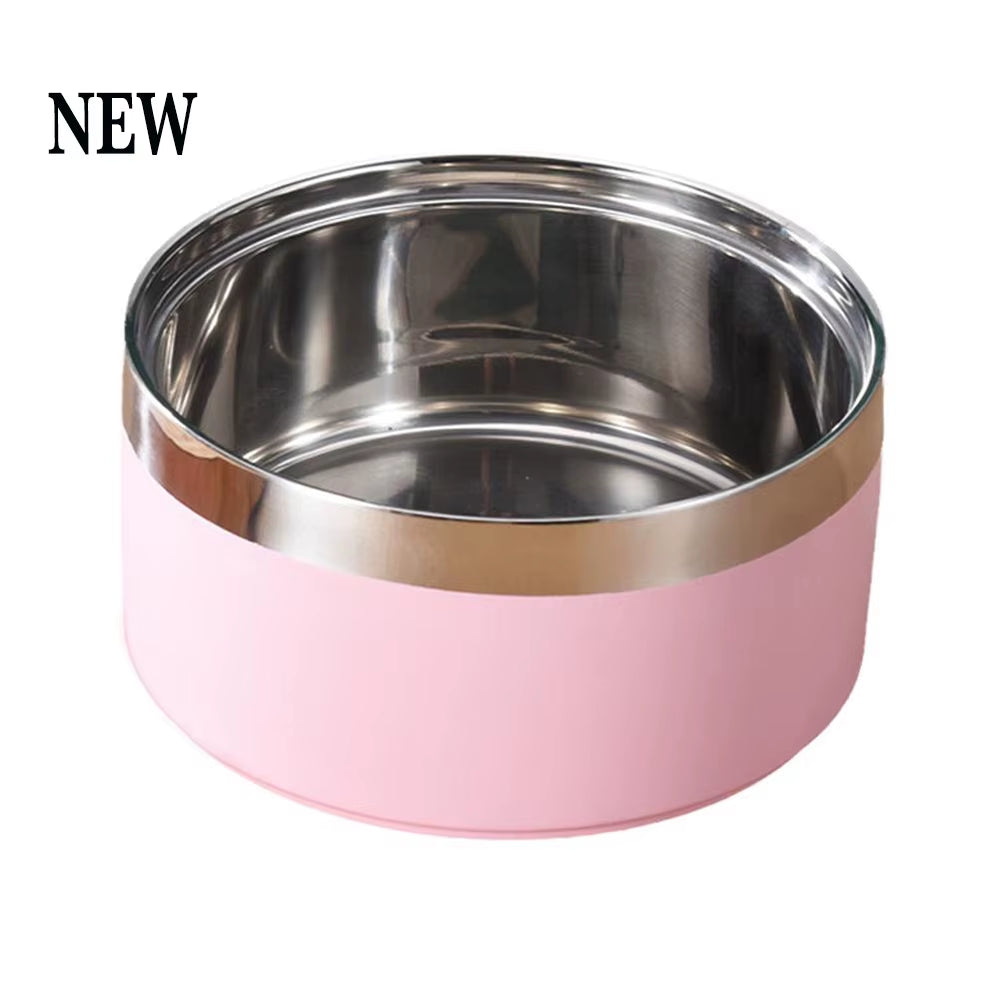Custom Stainless Steel Dog Cat Bowl Double Vacuum Feeding Pet Bowl Large Capacity Dog Food Water Bowl Dog Accessories Puppy