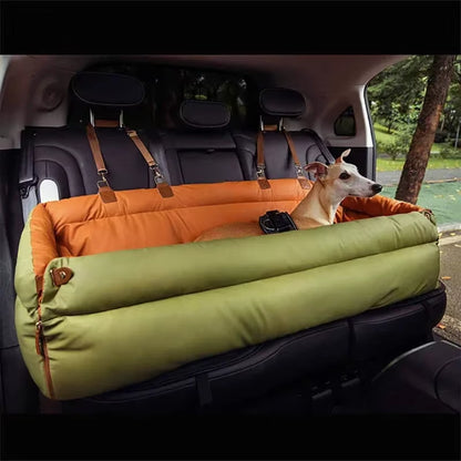 Luxury Dog Beds Faux Leather Dog Car Seat Booster Double Seats Pet Car Seat Bed with Safety Buckle Pet Beds