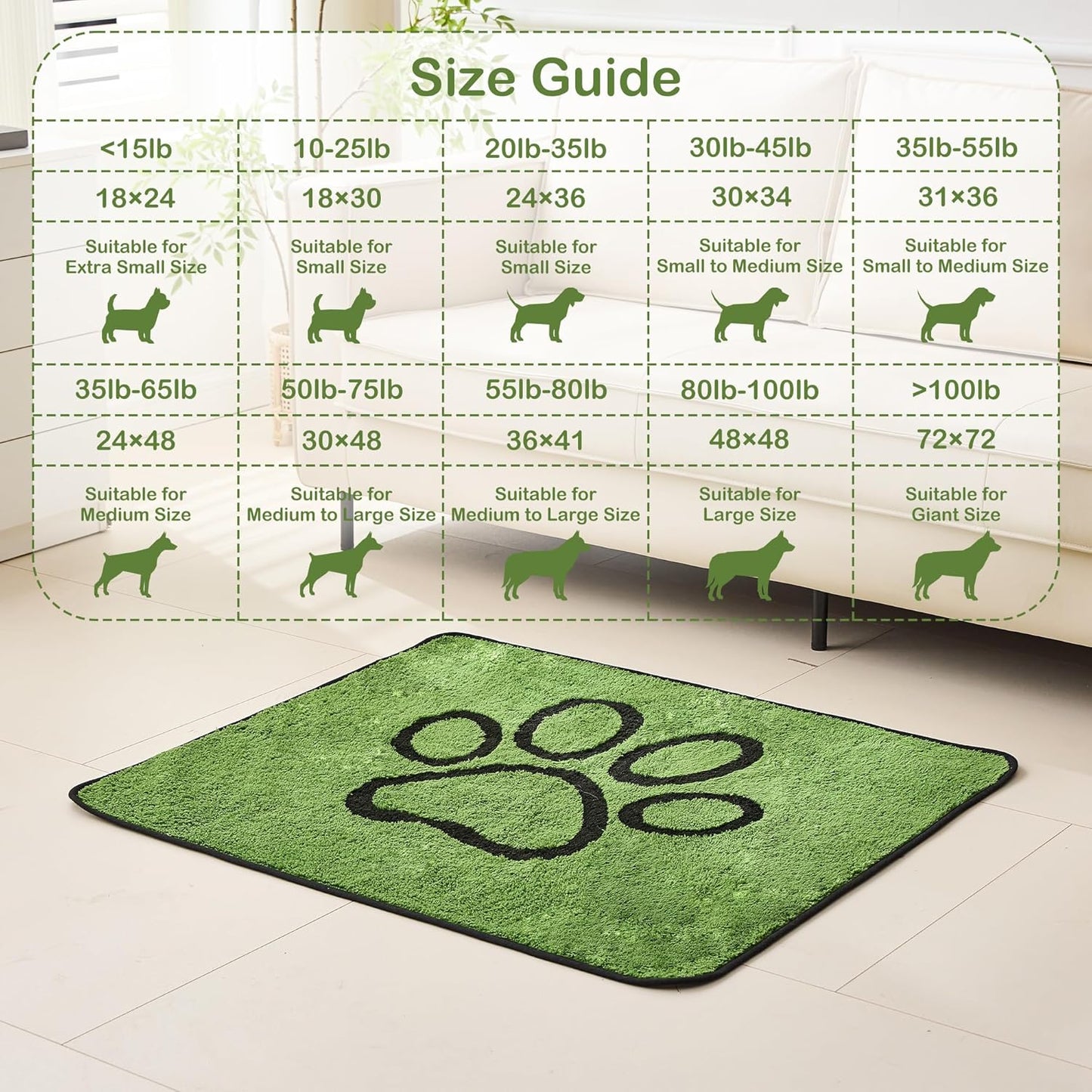 Washable Pee Pads for Dogs, 2 Pack Super Absorbent Reusable Puppy Pads with Green Long Wool for Potty Training, Floor, Couch, Bed, and Crate,36"X 41"