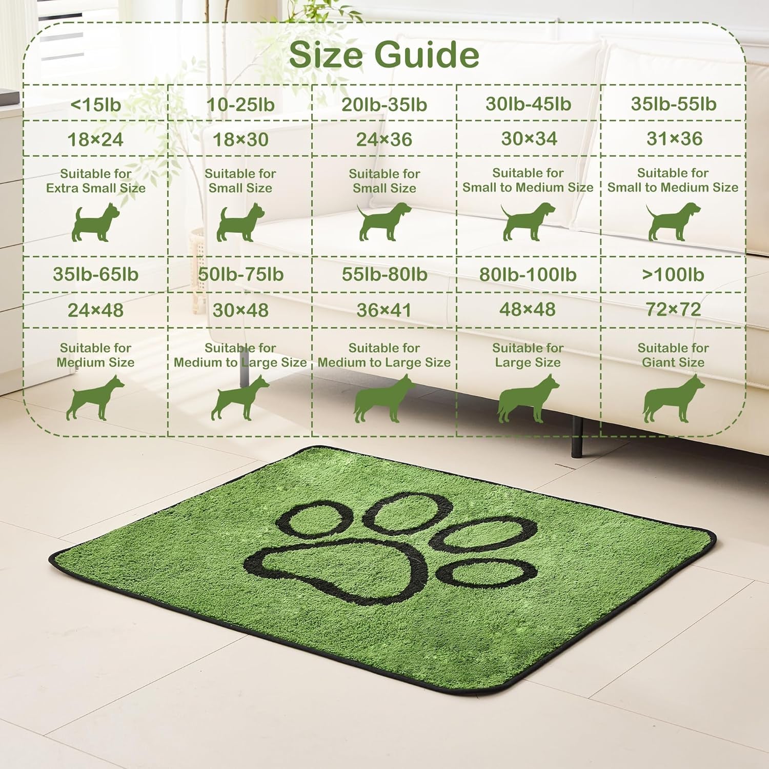 Washable Pee Pads for Dogs, 2 Pack Super Absorbent Reusable Puppy Pads with Green Long Wool for Potty Training, Floor, Couch, Bed, and Crate,36"X 41"