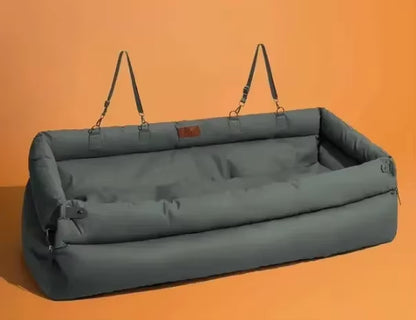 Luxury Dog Beds Faux Leather Dog Car Seat Booster Double Seats Pet Car Seat Bed with Safety Buckle Pet Beds