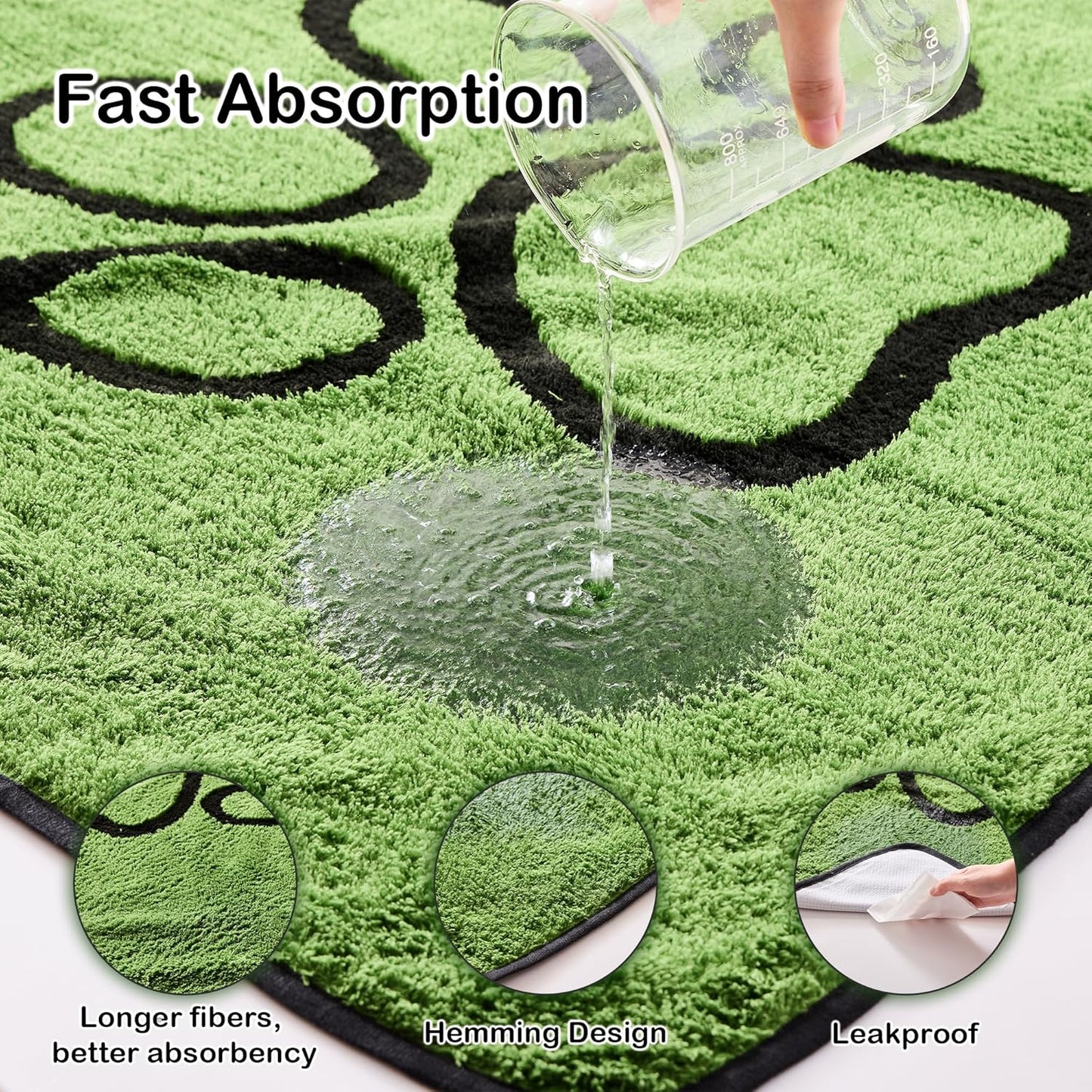 Washable Pee Pads for Dogs, 2 Pack Super Absorbent Reusable Puppy Pads with Green Long Wool for Potty Training, Floor, Couch, Bed, and Crate,36"X 41"