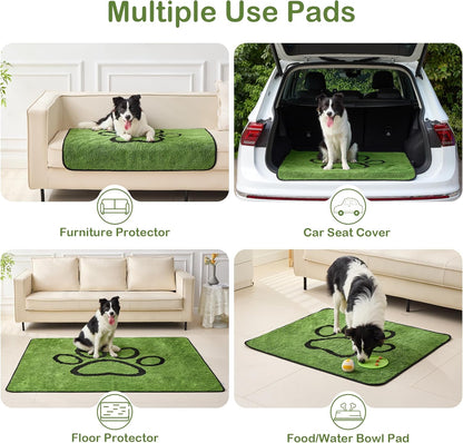 Washable Pee Pads for Dogs, 2 Pack Super Absorbent Reusable Puppy Pads with Green Long Wool for Potty Training, Floor, Couch, Bed, and Crate,36"X 41"