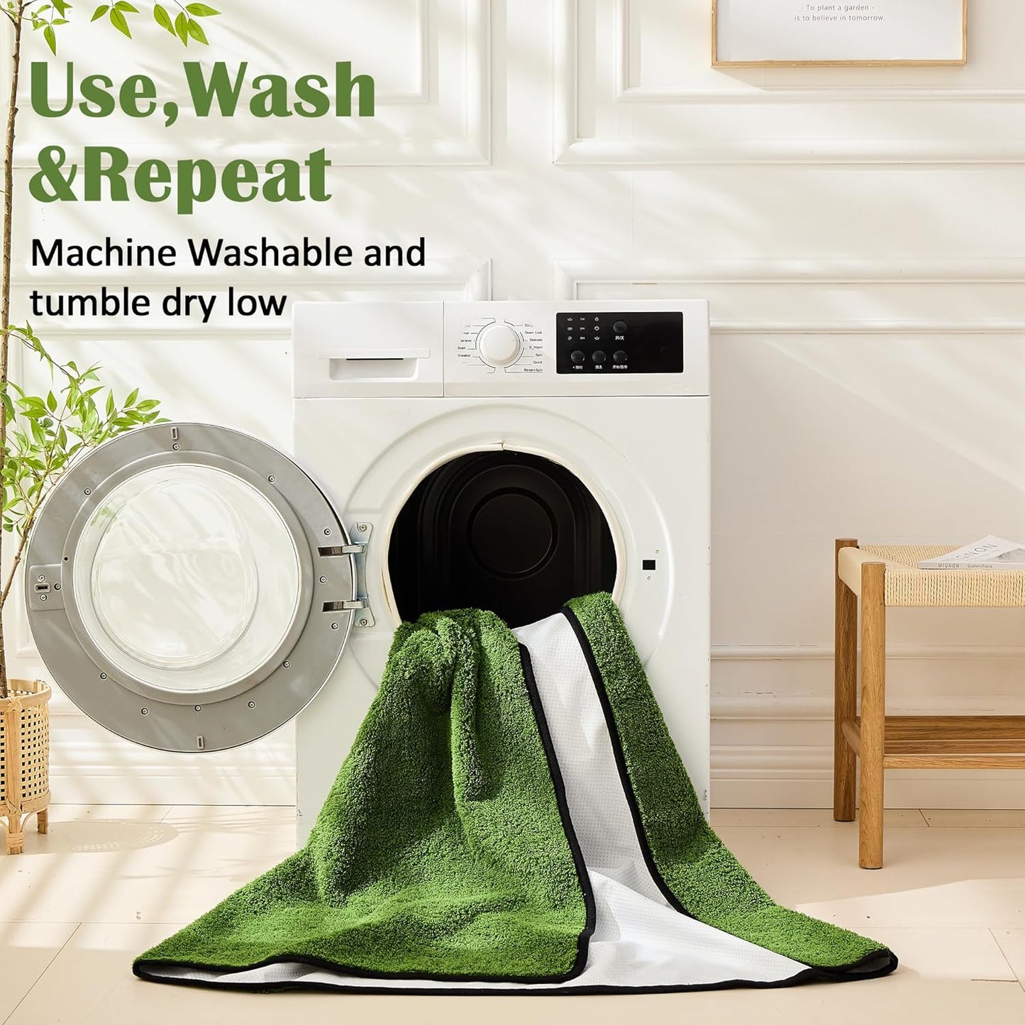 Washable Pee Pads for Dogs, 2 Pack Super Absorbent Reusable Puppy Pads with Green Long Wool for Potty Training, Floor, Couch, Bed, and Crate,36"X 41"