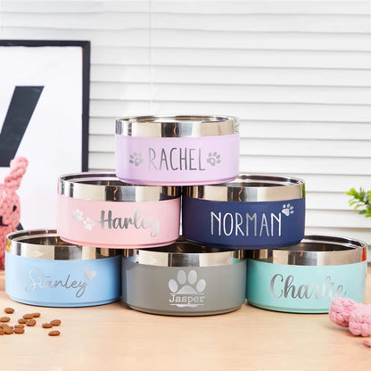 Custom Stainless Steel Dog Cat Bowl Double Vacuum Feeding Pet Bowl Large Capacity Dog Food Water Bowl Dog Accessories Puppy